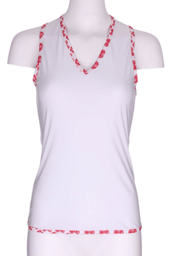 White Vee Tank with Red Heart Trim - I LOVE MY DOUBLES PARTNER!!!