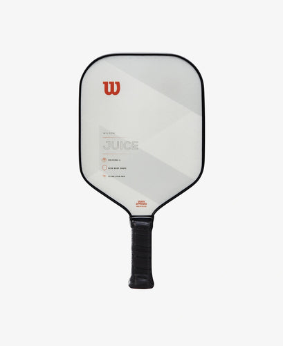 Delivering an appealing combination of clean design and sheer power, Wilson’s all-new Juice paddle introduces a new wave of paddle performance to the pickleball court.