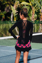 Load image into Gallery viewer, Longer Black + Black Mesh Long Sleeve Crew Tee - I LOVE MY DOUBLES PARTNER!!!
