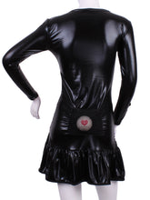 Load image into Gallery viewer, Shiny Black Long Sleeve Monroe Solid Tennis Dress - I LOVE MY DOUBLES PARTNER!!!
