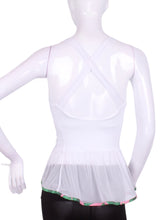Load image into Gallery viewer, White Ruffle Tank Tennis Top with Pink and Green Trim - I LOVE MY DOUBLES PARTNER!!!
