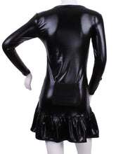 Load image into Gallery viewer, Shiny Black Long Sleeve Monroe Solid Tennis Dress - I LOVE MY DOUBLES PARTNER!!!
