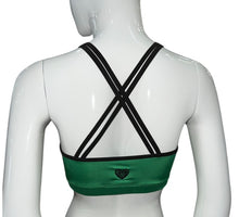 Load image into Gallery viewer, Green + Black Trim LOVE U Bra - I LOVE MY DOUBLES PARTNER!!!
