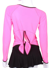 Load image into Gallery viewer, Tie Back Tee Long Sleeve Pink - I LOVE MY DOUBLES PARTNER!!!
