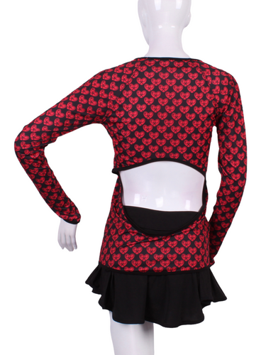 Print Open Back Long Sleeve Crew - I LOVE MY DOUBLES PARTNER!!!