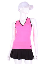 Load image into Gallery viewer, The simply elegant Vee Tank has a little vee in the front and a straight back.  Designed by a tennis player for comfort AND luxury - the pattern is made for a real woman’s body with curves and all!  The fabric is stretchy and soft.  As with all of our apparel - it’s designed and hand made in Downtown Los Angeles - from silky imported fabric.
