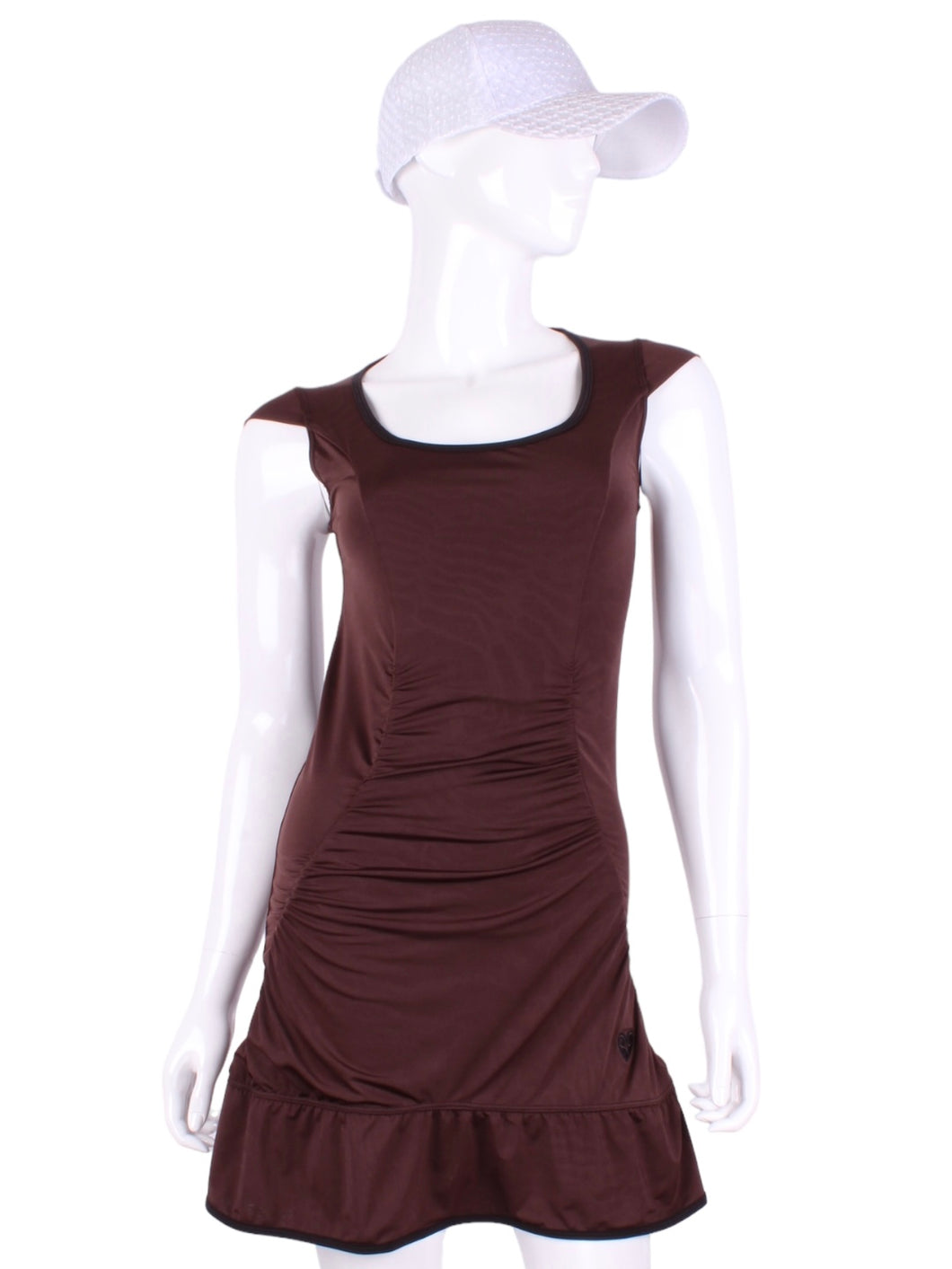 The Monroe Dress delicately shows your feminine curves. It is a fitted dress, until the bottom where there is a cute ruffle. These Brown pieces are very limited edition - only one made per size.